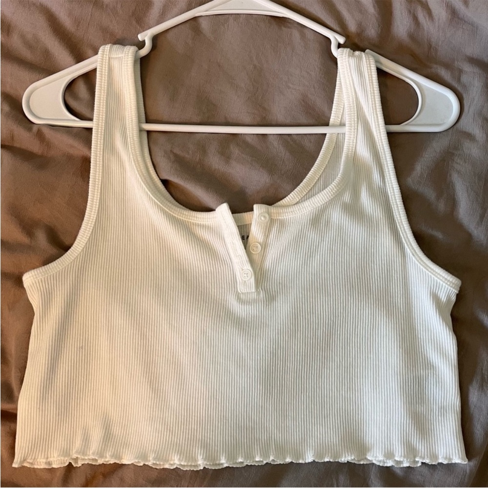 White Ribbed Crop Top